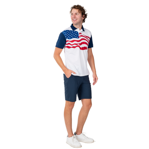 Men's American Flag Golf Shirt