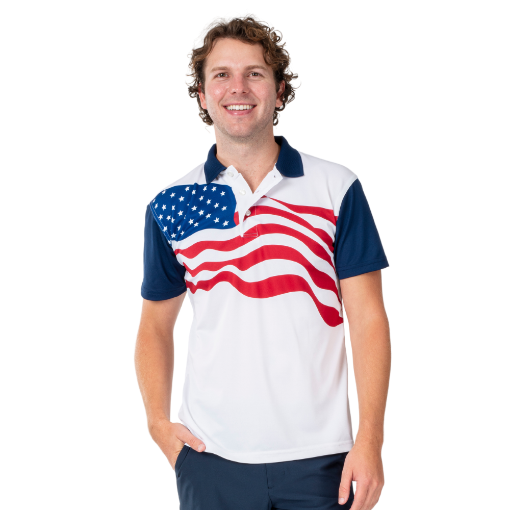 Men's Short Sleeve Polo Shirts Retro Patriotic 4th of July Tops