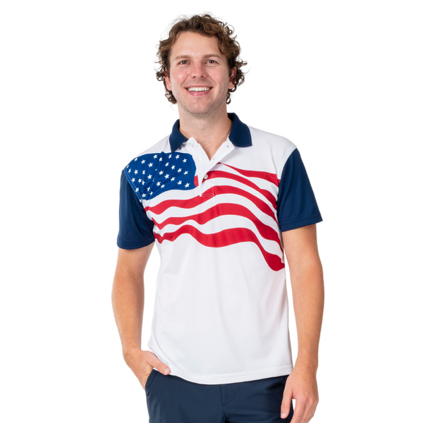 Men's American Flag Golf Shirt