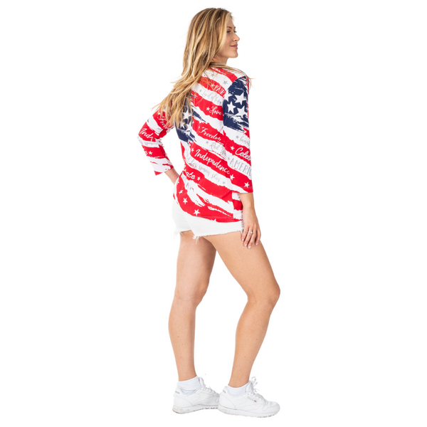 Stars and Stripes Americana 3/4 Sleeve Top