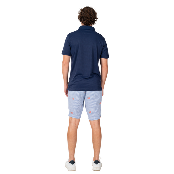 Men's Classic Flag Tech Polo Shirt- Navy