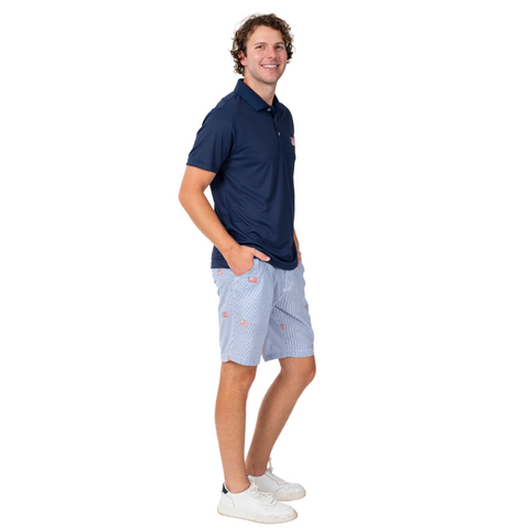 Men's Classic Flag Tech Polo Shirt- Navy