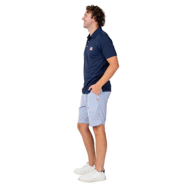 Men's Classic Flag Tech Polo Shirt- Navy