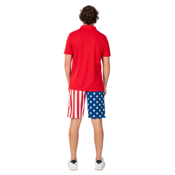 Men's Classic Flag Tech Polo Shirt-Red