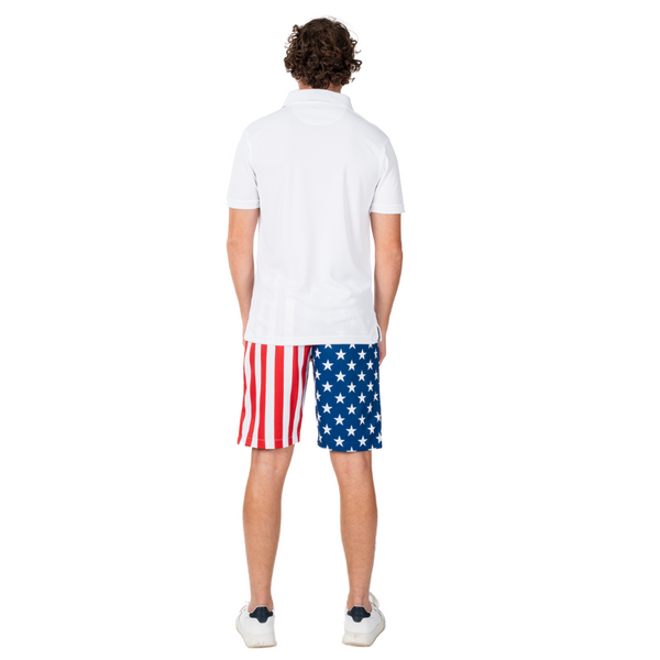 Men's Classic Flag Tech Polo Shirt- White