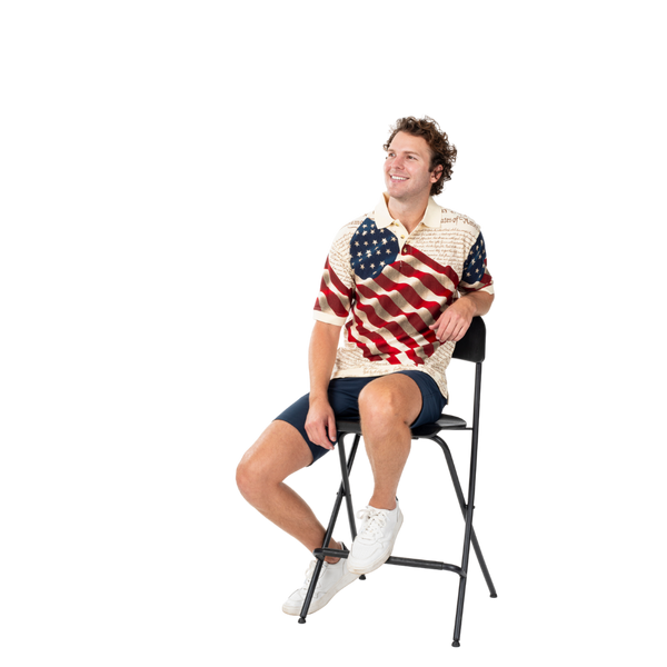 Waving American Flag Constitution Men's Polo Shirt Patriotic
