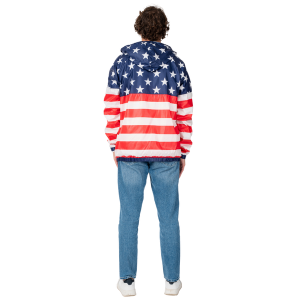 Patriotic Full-Zip Hooded Windbreaker
