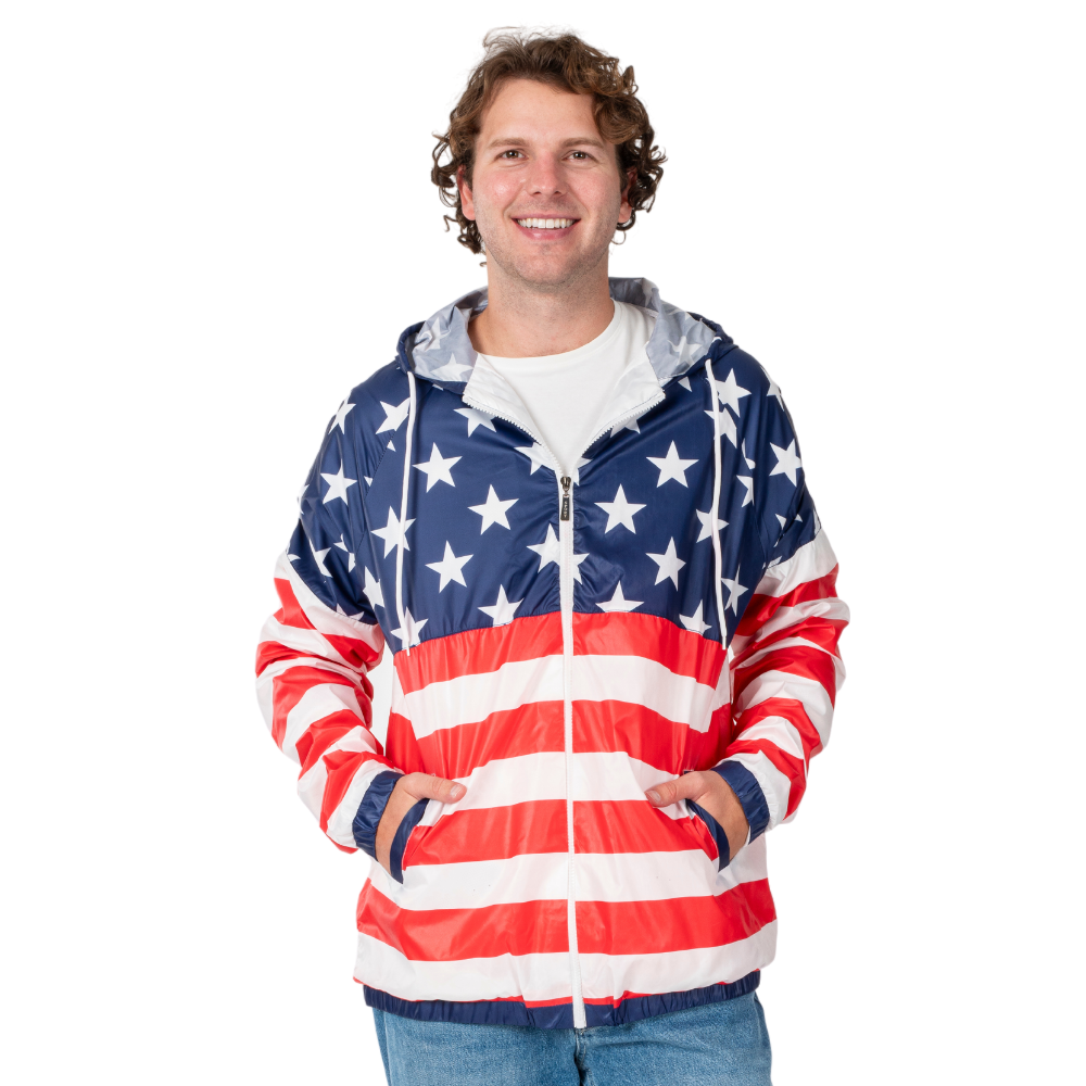 Unisex Patriotic Eagle Full Zip Windbreaker Jacket | The Flag Shirt | L