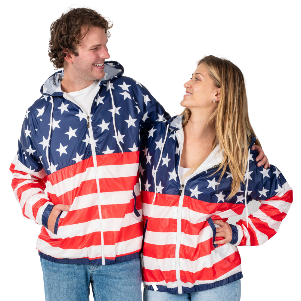 Unisex Patriotic Eagle Full Zip Windbreaker Jacket | The Flag Shirt | L