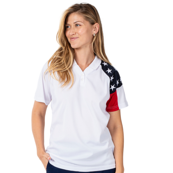 Women's Freedom Tech Polo-White