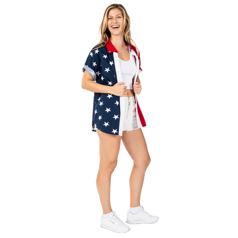 Women's American Flag Short Sleeve 100% Cotton Top