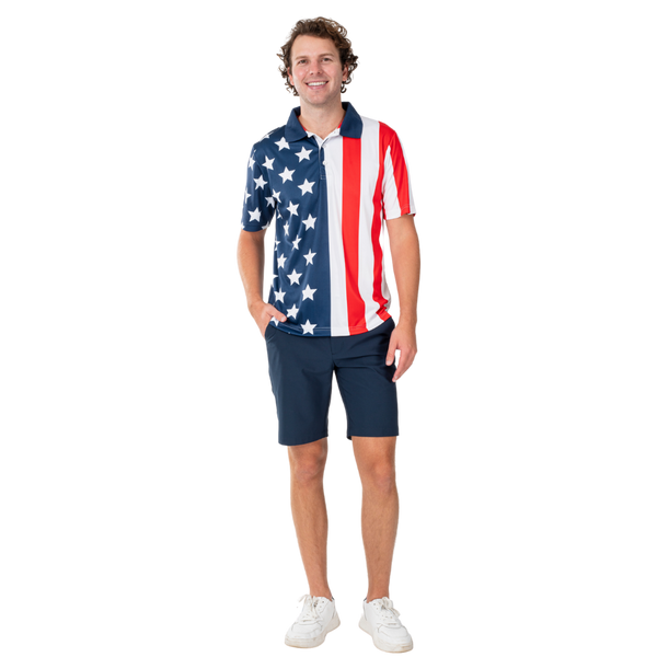 Stars and Stripes Patriotic Performance Polo