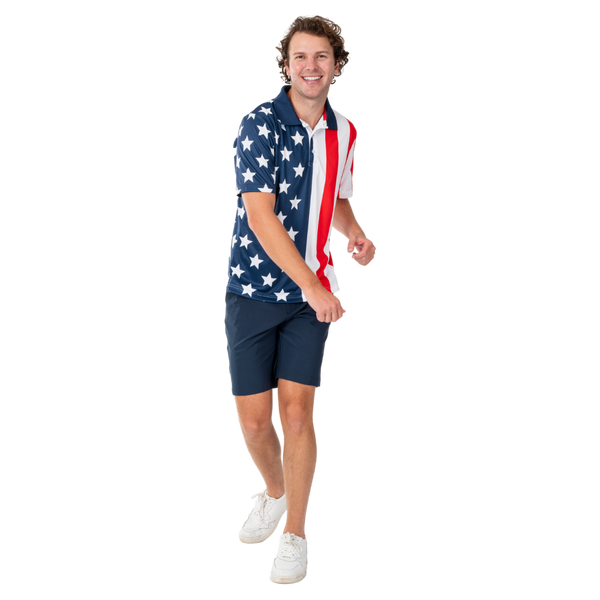 Stars and Stripes Patriotic Performance Polo