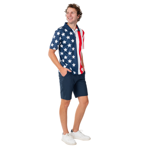 Stars and Stripes Patriotic Performance Polo