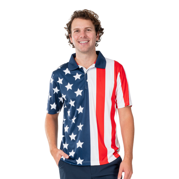 Stars and Stripes Patriotic Performance Polo