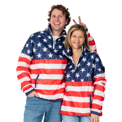 Stars and Stripes 3/4 Zip Windbreaker Jacket
