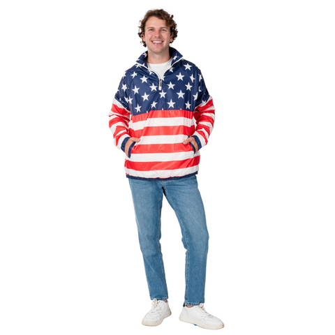 Stars and Stripes 3/4 Zip Windbreaker Jacket