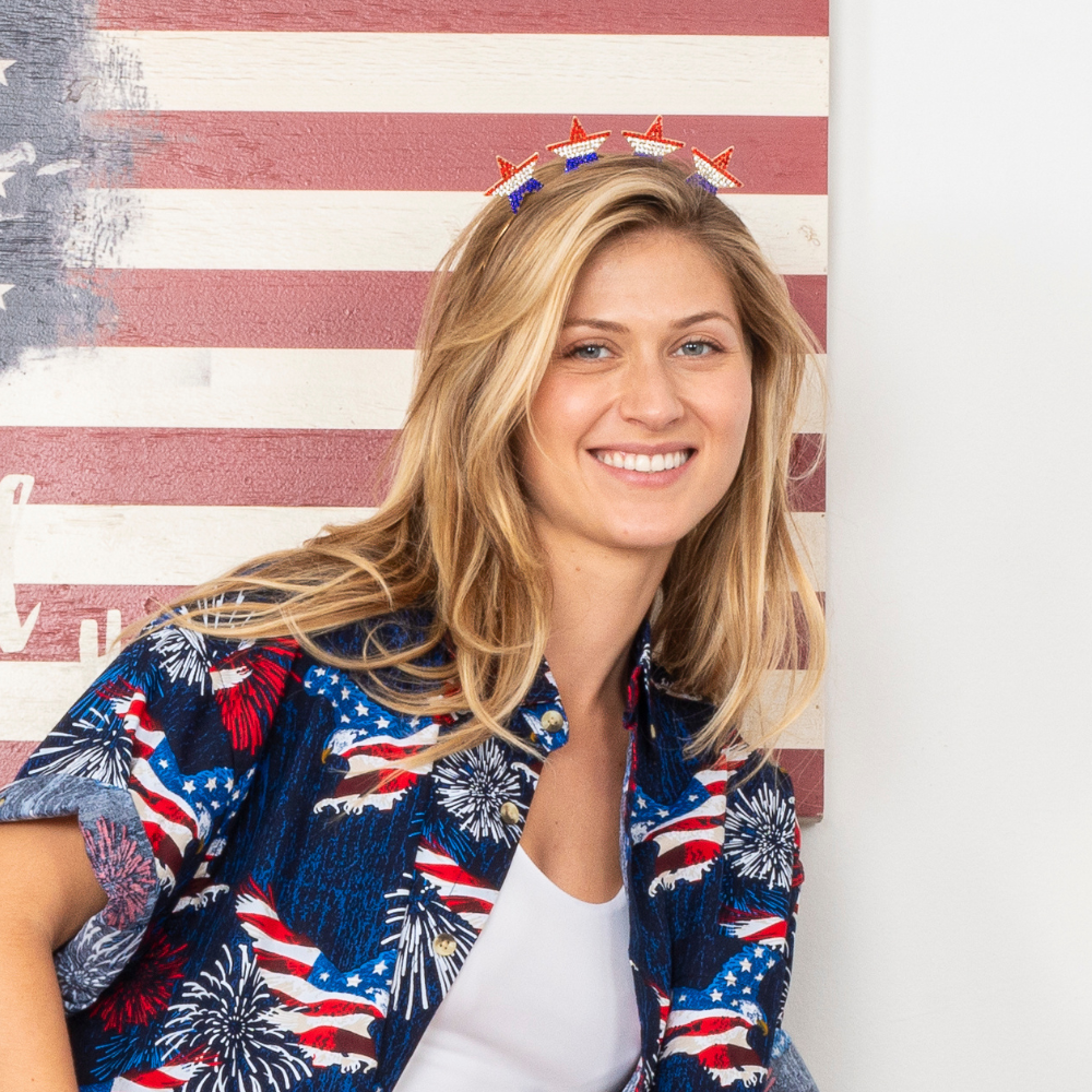 Rhinestone Red, White, and Blue Stars Headband – 4th of July  display picture 1