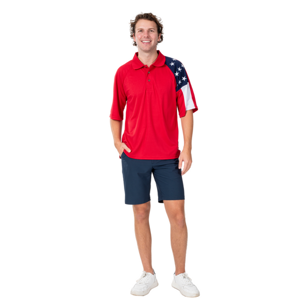 Men's Freedom Tech Polo Shirt-Red