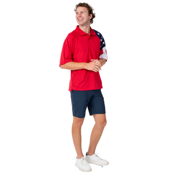 Men's Freedom Tech Polo Shirt-Red