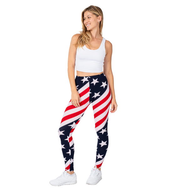 American Flag Patriotic Leggings
