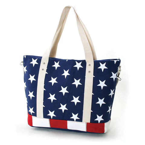 American Flag Adjustable Canvas Tote