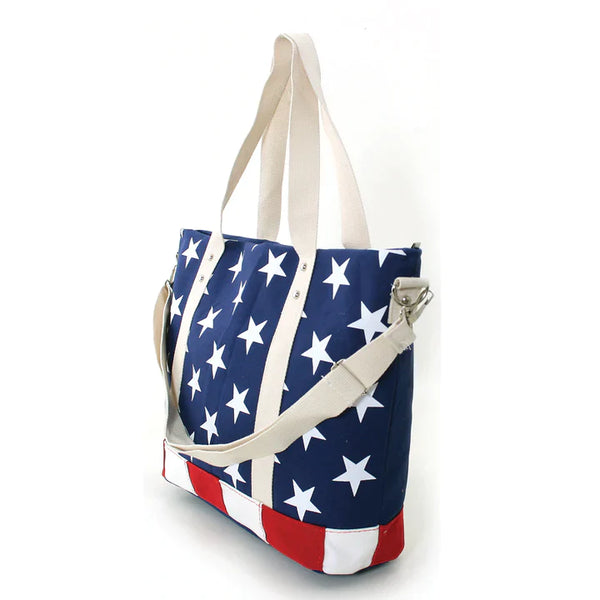 American Flag Adjustable Canvas Tote