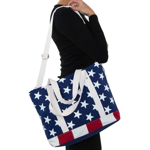 American Flag Adjustable Canvas Tote