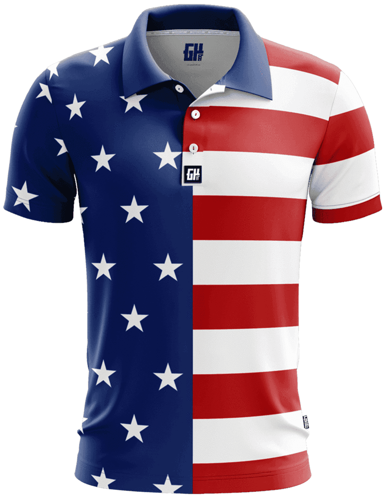 USA Flag Golf Polo – 4th of July Shirts