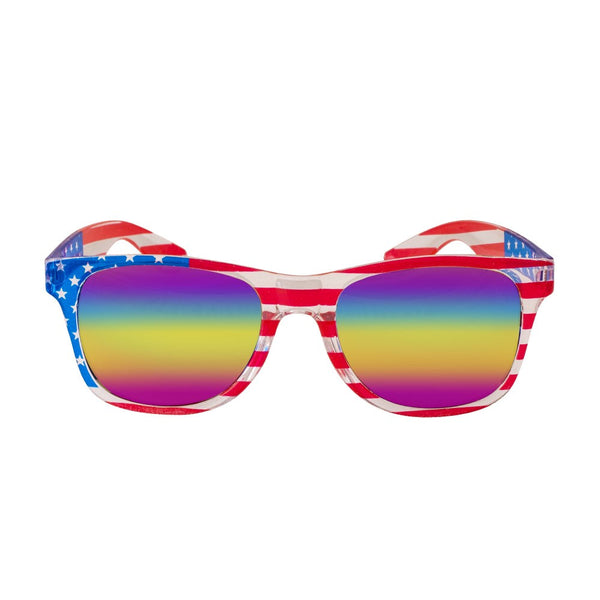 American Flag Style Sunglasses with Yellow Mirrored Lenses