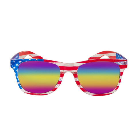 American Flag Style Sunglasses with Yellow Mirrored Lenses