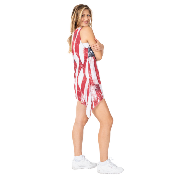 Women's Made in USA American Flag Sharkbite Tank Tunic