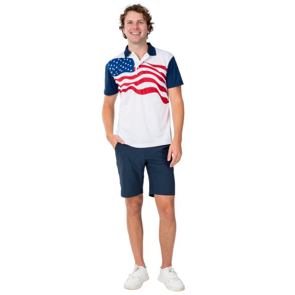 Men's American Flag Golf Shirt