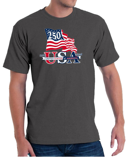 Waving Flag Made in USA - 250th Anniversary - T-Shirt - 4th of July Shirts