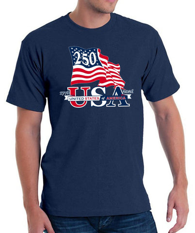 Waving Flag Made in USA - 250th Anniversary - T-Shirt - 4th of July Shirts