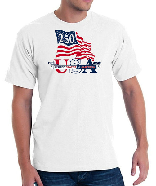 Waving Flag Made in USA - 250th Anniversary - T-Shirt - 4th of July Shirts