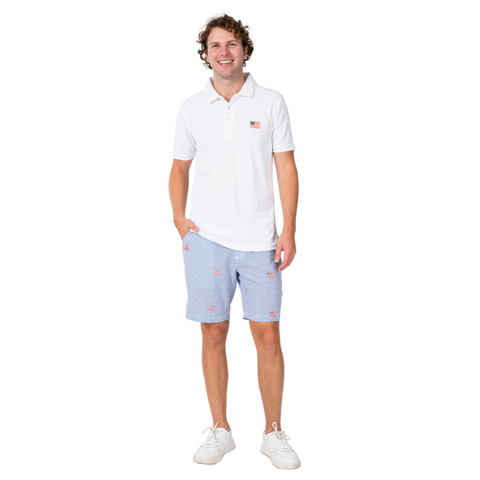 Men's Classic Flag Tech Polo Shirt- White
