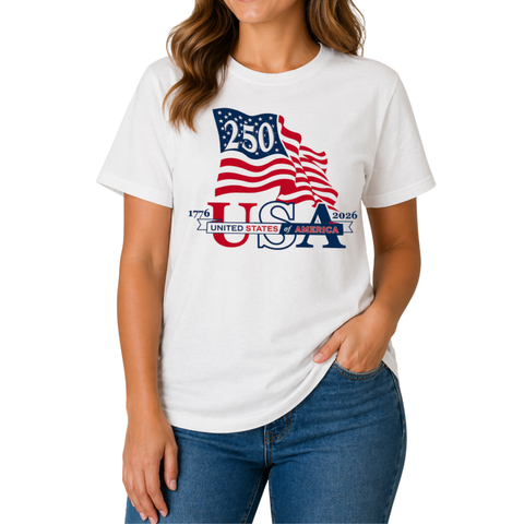 Waving Flag America 250 Made in USA Women's Shirt