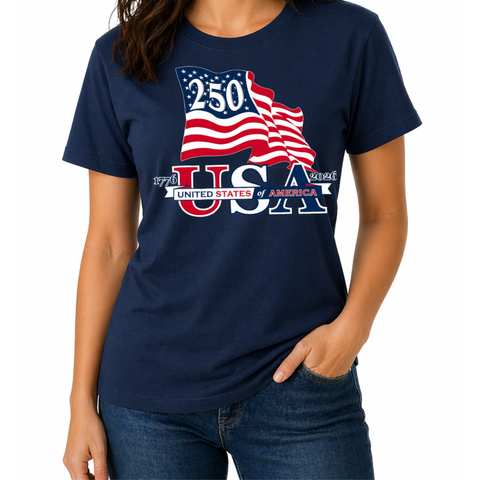 Waving Flag America 250 Made in USA Women's Shirt