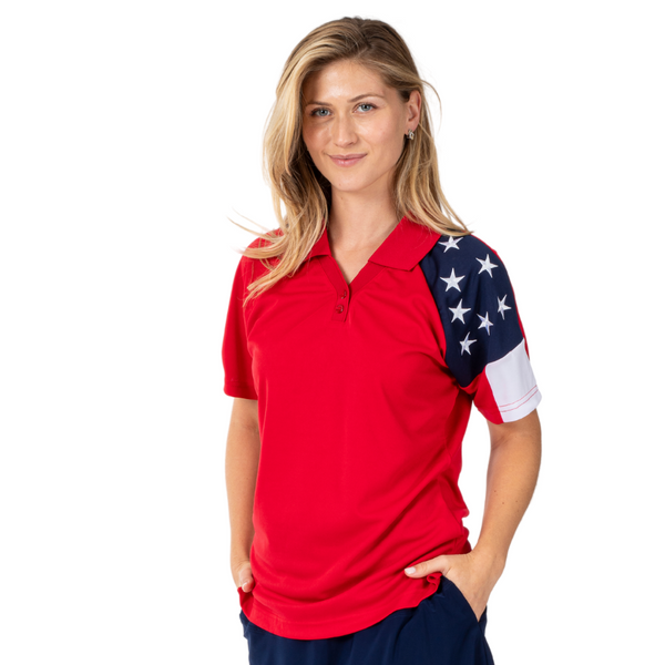 Women's Freedom Tech Polo-Red