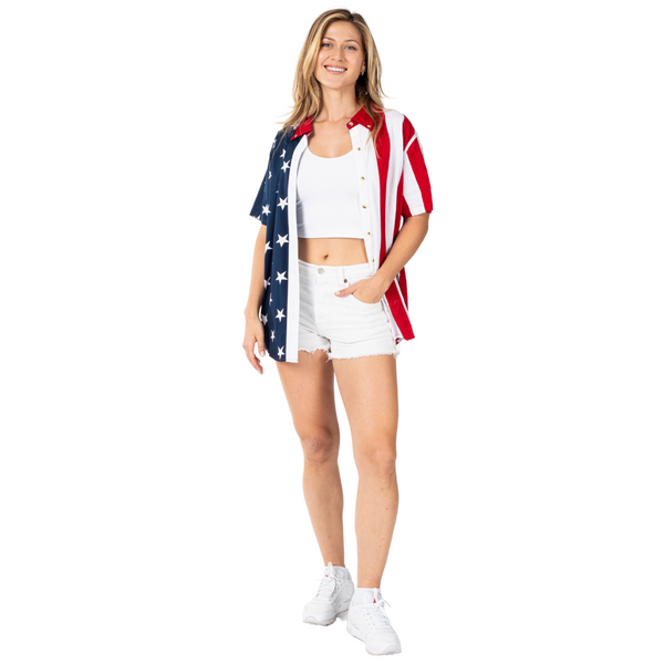 Women's American Flag Short Sleeve 100% Cotton Top