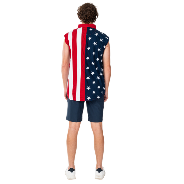 Men's Stars & Stripes Sleeveless Button-Up Shirt
