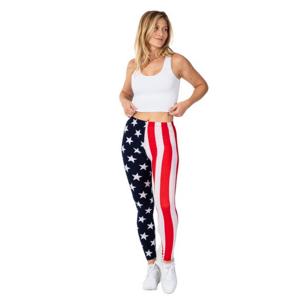 American Flag Patriotic Leggings