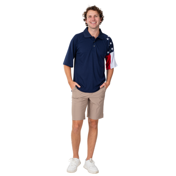 Men's Freedom Tech Polo Shirt-Navy