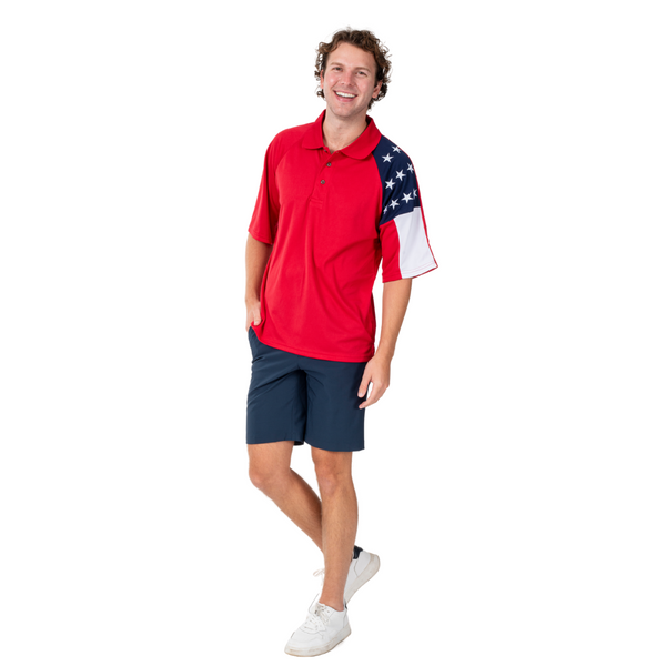 Men's Freedom Tech Polo Shirt-Red