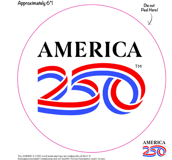 250th Anniversary Die-Cut Vinyl Decal – White & Blue