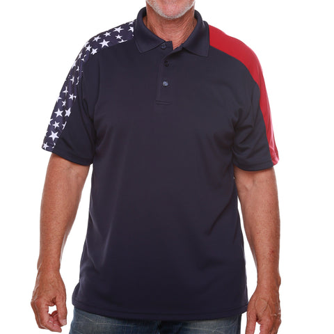 Men's Made in USA Patriotic Stars Tech Polo Shirt