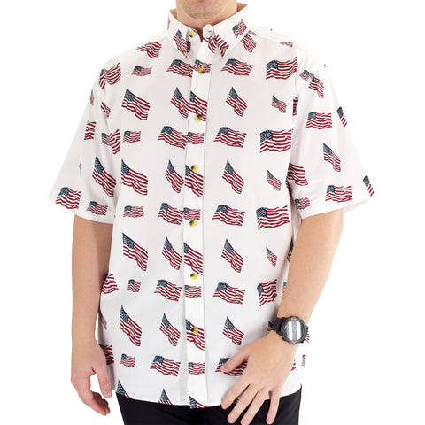 Mens Woven Button Down Allorver Flags - 4th of july shirts