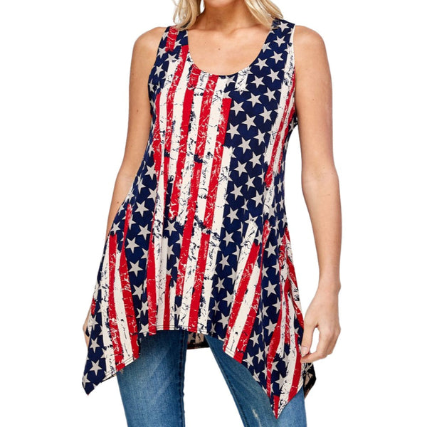 Women's Made in USA Patriotic Sharkbite Tank Top