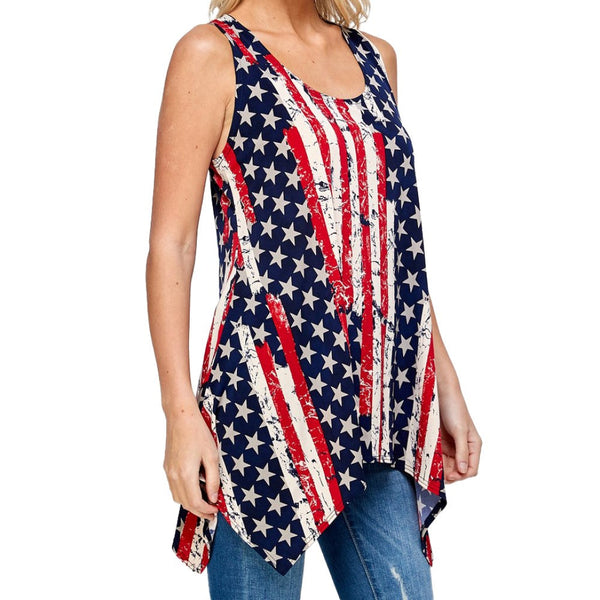 Women's Made in USA Patriotic Sharkbite Tank Top